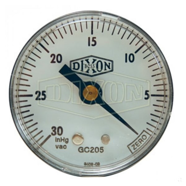 Vacuum Gauge, 0 to 30 in Hg, 1/4 in NPT Center Back Mount, 0.5 in Hg/psi Graduations, +/-3-2-3%